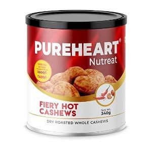 Pureheart nutreat fiery hot cashews jar. 333 gm