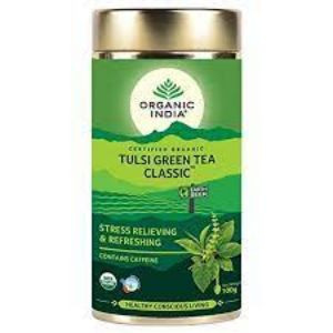 Organic india tulsi green tea tin 100g
