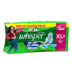 Whisper Ultra Cottony Soft Xl+ Heavy Flow 45Pads Value Pack