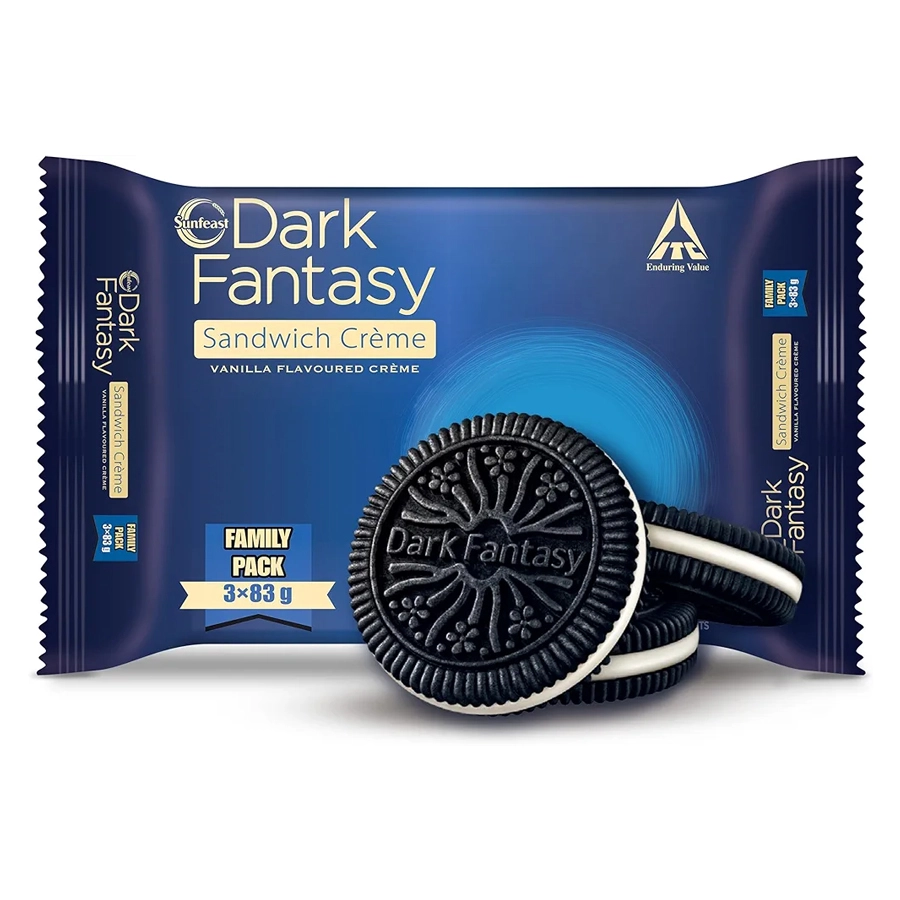 Sunfeast Dark Fantasy Sandwich Creme With Vanilla Creme Family Pack 3*79Gm