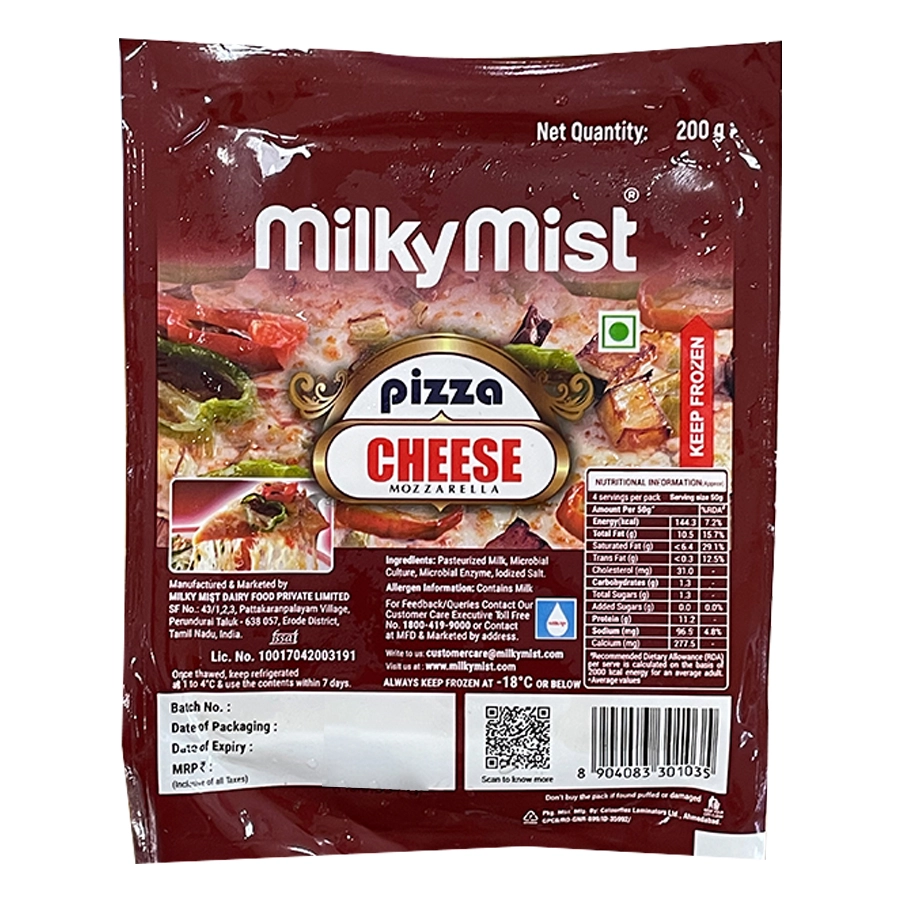 Milky mist mozzarilla pizza cheese 200 gm