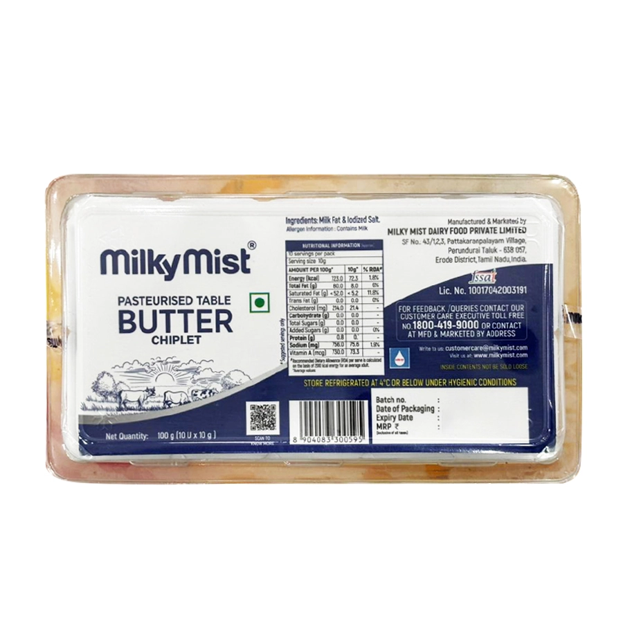 Milky mist pasteurised table butter salted 10*10g