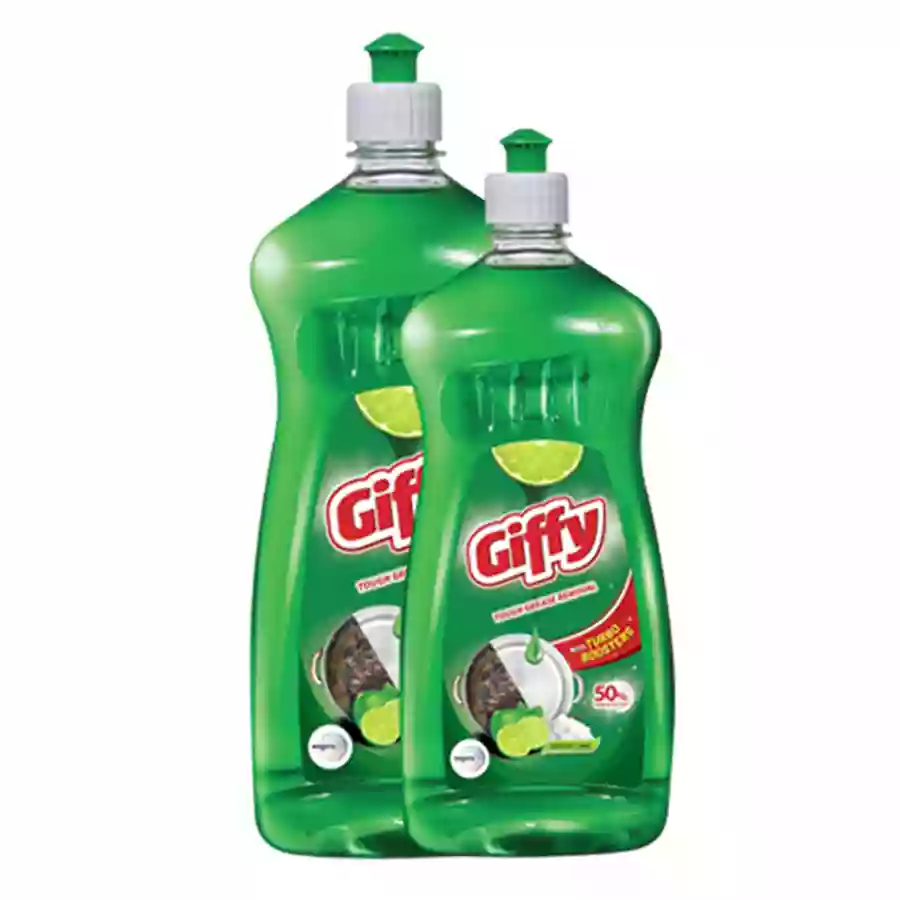 Giffy  Dish Wash Gel Green Lime & Active Salt 750Ml+500Ml Btl